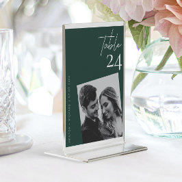 Tarjeta De Mesa Moderna y elegante foto de un boda verde esmeralda