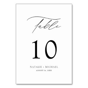 Tarjeta De Mesa Moderna Y Elegante Mesa Blanca Y Negra Diez Bodas