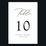 Tarjeta De Mesa Moderna Y Elegante Mesa Blanca Y Negra Diez Bodas<br><div class="desc">Este número de mesa moderno y elegante es la adición perfecta a la recepción de tu boda. La tipografía caprichosa y los colores en blanco y negro le dan un toque de sofisticación y estilo. El guión de caligrafía con letras a mano añade un toque personal a tu gran día....</div>