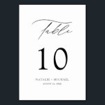 Tarjeta De Mesa Moderna Y Elegante Mesa Blanca Y Negra Diez Bodas<br><div class="desc">Este número de mesa moderno y elegante es la adición perfecta a la recepción de tu boda. La tipografía caprichosa y los colores en blanco y negro le dan un toque de sofisticación y estilo. El guión de caligrafía con letras a mano añade un toque personal a tu gran día....</div>