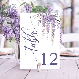 Tarjeta De Mesa Moderna y elegante rama de la Wisteria Boda floral