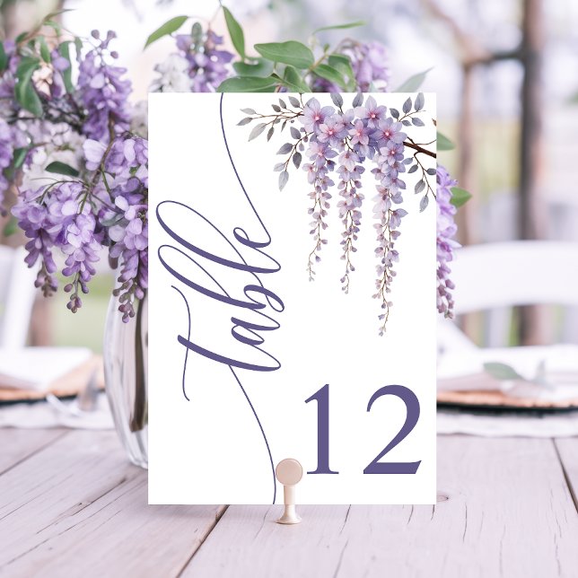 Tarjeta De Mesa Moderna y elegante rama de la Wisteria Boda floral (Subido por el creador)