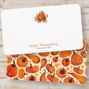 Tarjeta De Mesa Modernas calabazas otoñales Patrón Acción de Graci
