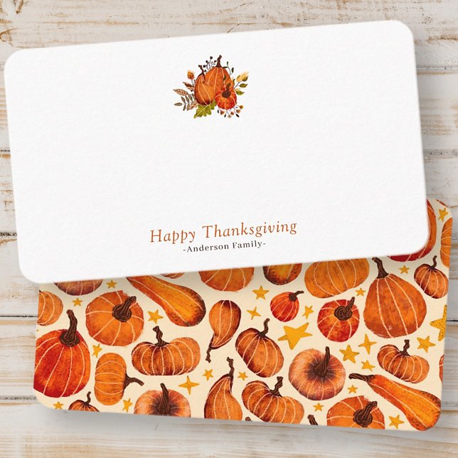 Tarjeta De Mesa Modernas calabazas otoñales Patrón Acción de Graci (Subido por el creador)