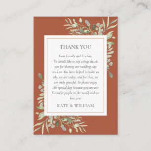 Tarjeta De Mesa Moderno agradecimiento de boda con vegetación de t
