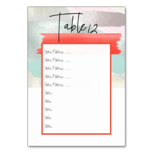 Tarjeta De Mesa Moderno Art Seafoam Coral Table Nos. pin to board