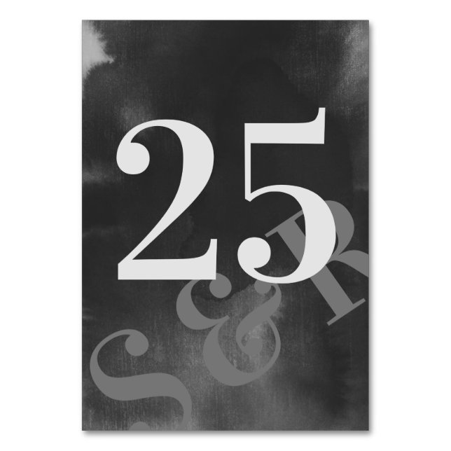 Tarjeta De Mesa Moderno Arte Gris Gran Monograma Negrita Boda Simp (Anverso)