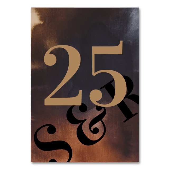 Tarjeta De Mesa Moderno arte Rusty Gran Monograma Negrita Boda sim (Anverso)