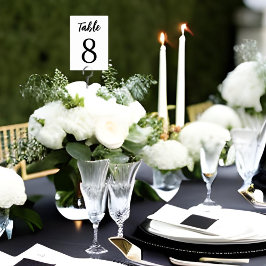 Tarjeta De Mesa Moderno Boda blanco Minimalista y elegante