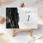 Tarjeta De Mesa Moderno Boda de Agate Black Silver<br><div class="desc">El borde izquierdo de esta elegante y moderna tarjeta boda número de mesa tiene un borde de barra de acuarela negra recortado con falso purpurina de plata. El texto del personalizable combina la escritura a mano gris a carbón y las fuentes cursiva y de copperplate en un fondo blanco.</div>