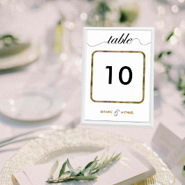 Tarjeta De Mesa Moderno Boda de guión elegante de oro negro