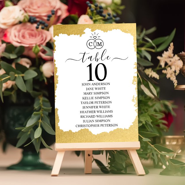 Tarjeta De Mesa Moderno Boda de marcos dorados de moda (Subido por el creador)