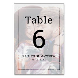 Tarjeta De Mesa Moderno Boda de tipografía Minimalista fotográfica