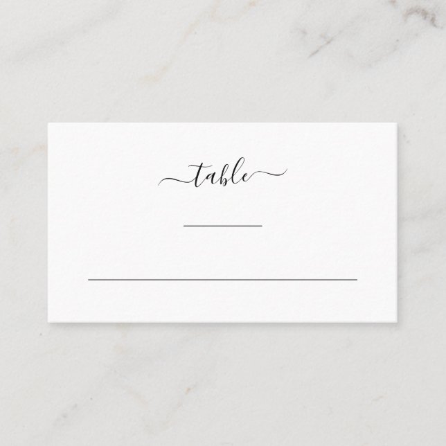 Tarjeta De Mesa Moderno Boda elegante blanco y negro (Anverso)