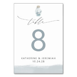 Tarjeta De Mesa Moderno Boda elegante de escritura náutica