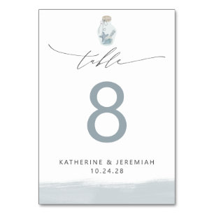 Tarjeta De Mesa Moderno Boda elegante de escritura náutica