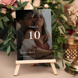 Tarjeta De Mesa Moderno Boda elegante de fotografías en blanco y n