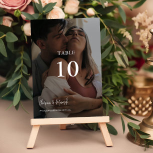 Tarjeta De Mesa Moderno Boda elegante de fotografías en blanco y n