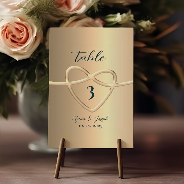 Tarjeta De Mesa Moderno Boda elegante de Relieve metalizado dorado (Subido por el creador)