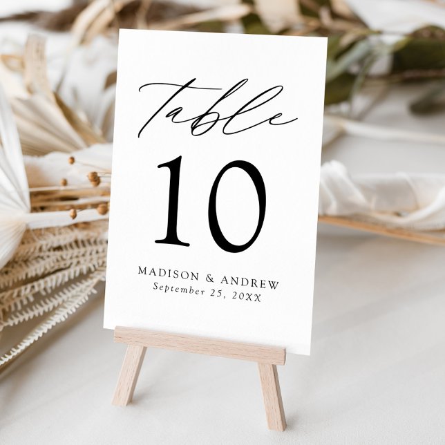Tarjeta De Mesa Moderno Boda elegante en blanco y negro (Subido por el creador)