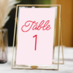 Tarjeta De Mesa Moderno Boda Minimalista Mínimo Rosa y Rojo<br><div class="desc">¡Es un número de mesa Minimalista mínimo moderno,  rosa y Boda rojo!</div>