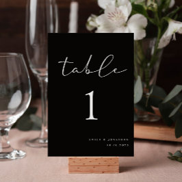 Tarjeta De Mesa Moderno Boda negro elegante