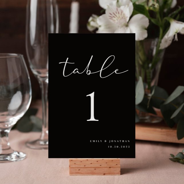 Tarjeta De Mesa Moderno Boda negro elegante (Subido por el creador)