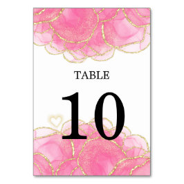 Tarjeta De Mesa Moderno Boda rosa y dorado elegante