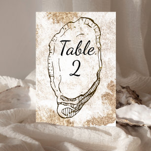 Tarjeta De Mesa Moderno color de agua mínimo Oyster Beach Wedding