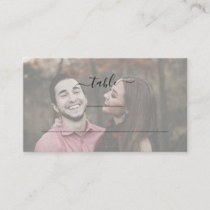 Tarjeta De Mesa Moderno Elegante Simple Foto Boda Plano