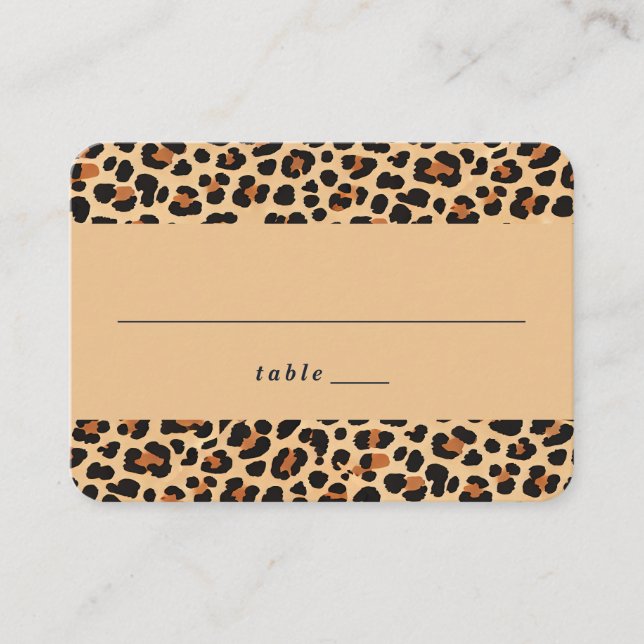 Tarjeta De Mesa Moderno Estampado de Leopardo Marrón y Beige atrev (Anverso)
