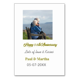 Tarjeta De Mesa Moderno feliz 50 aniversario agregar nombre fecha