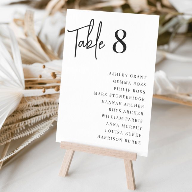 Tarjeta De Mesa Moderno manuscrito + nombres clásicos de invitados (Subido por el creador)