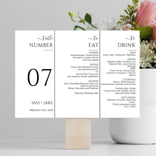 Tarjeta De Mesa Moderno menú Boda cena Boda fiesta triple (Subido por el creador)
