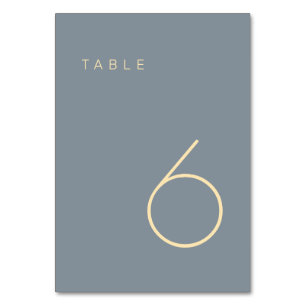 Tarjeta De Mesa Moderno Minimalista Dusty Blue y Gold Table Number