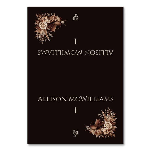 Tarjeta De Mesa Moderno País Elegante Occidental- Aves Florales (Anverso)