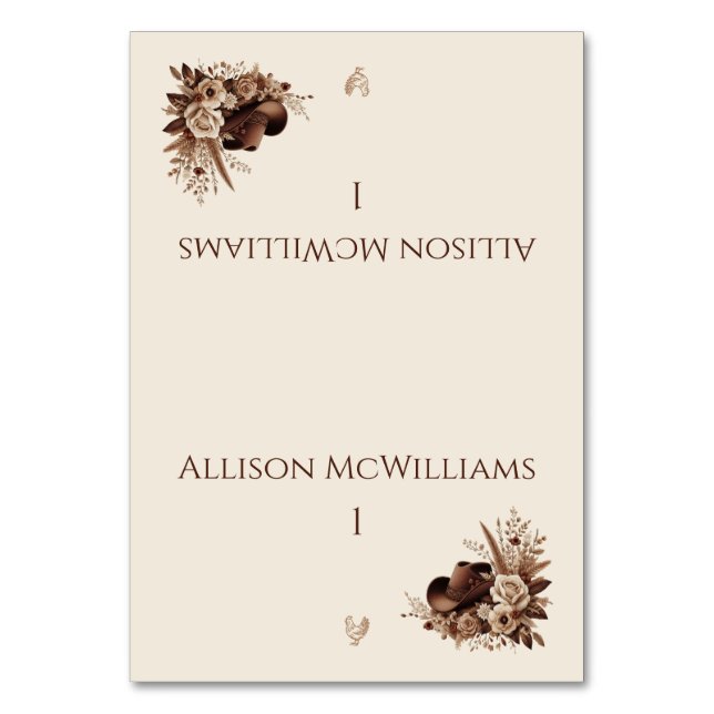 Tarjeta De Mesa Moderno País Elegante Occidental- Aves Florales (Anverso)