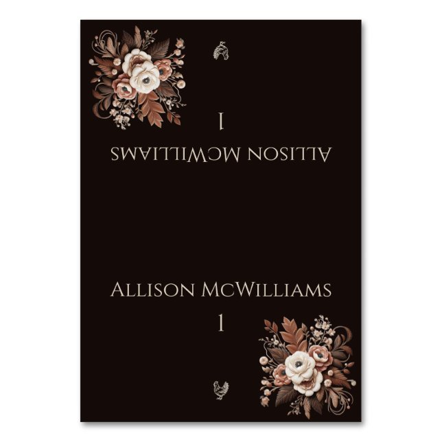 Tarjeta De Mesa Moderno País Elegante Occidental- Aves Florales (Anverso)