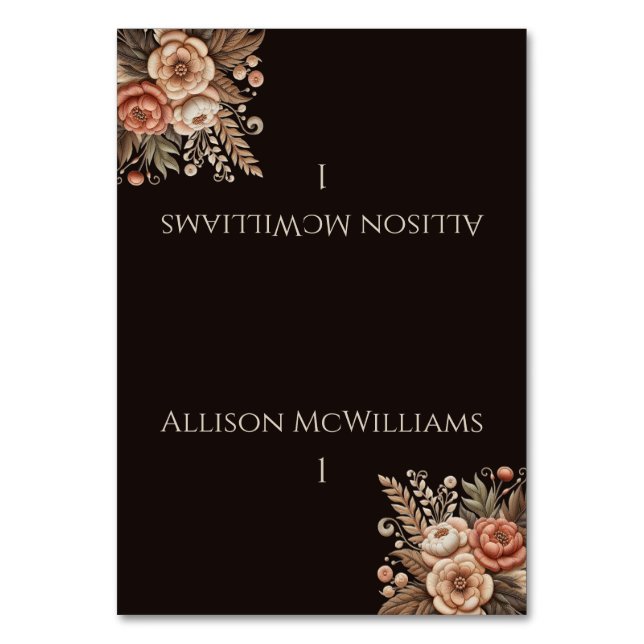 Tarjeta De Mesa Moderno País Elegante Occidental- Floral (Anverso)