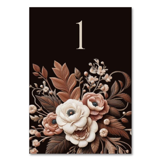 Tarjeta De Mesa Moderno País Elegante Occidental- Floral (Anverso)