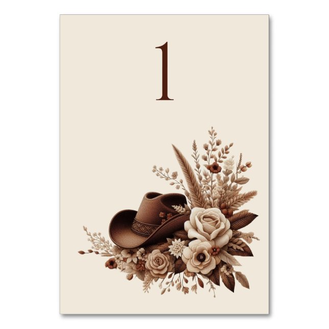 Tarjeta De Mesa Moderno País Elegante Occidental- Floral (Anverso)