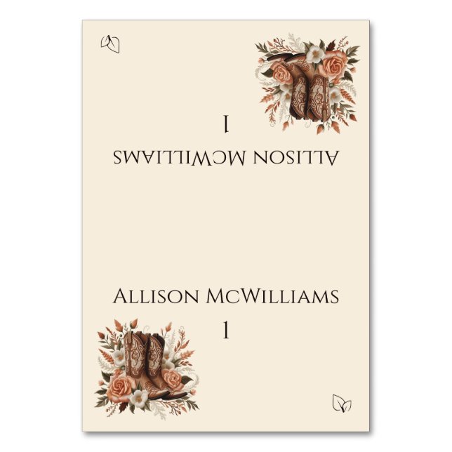 Tarjeta De Mesa Moderno País Elegante Occidental - Vegetariano (Anverso)