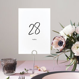 Tarjeta De Mesa Moderno Personalizado Boda blanco negro elegante