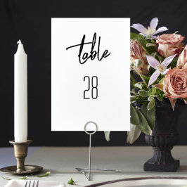 Tarjeta De Mesa Moderno Personalizado Boda blanco negro elegante