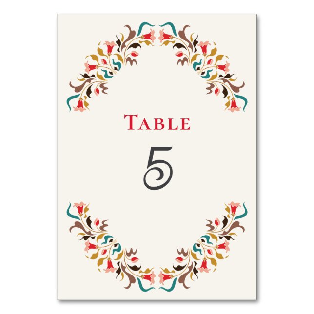 Tarjeta De Mesa Moderno Romántico Elegante Boda Floral de Wreath (Anverso)