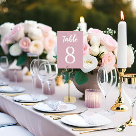 Tarjeta De Mesa Moderno, sencillo, Minimalista Rosa Boda blanco
