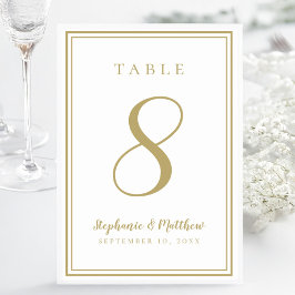 Tarjeta De Mesa Moderno Simple Clásico Dorado Personalizado Boda