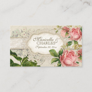 Tarjeta De Mesa Moderno té de encaje vintage con hidrangea en Rosa