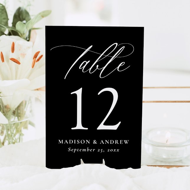 Tarjeta De Mesa Moderno y elegante Boda de caligrafía en blanco y  (Subido por el creador)