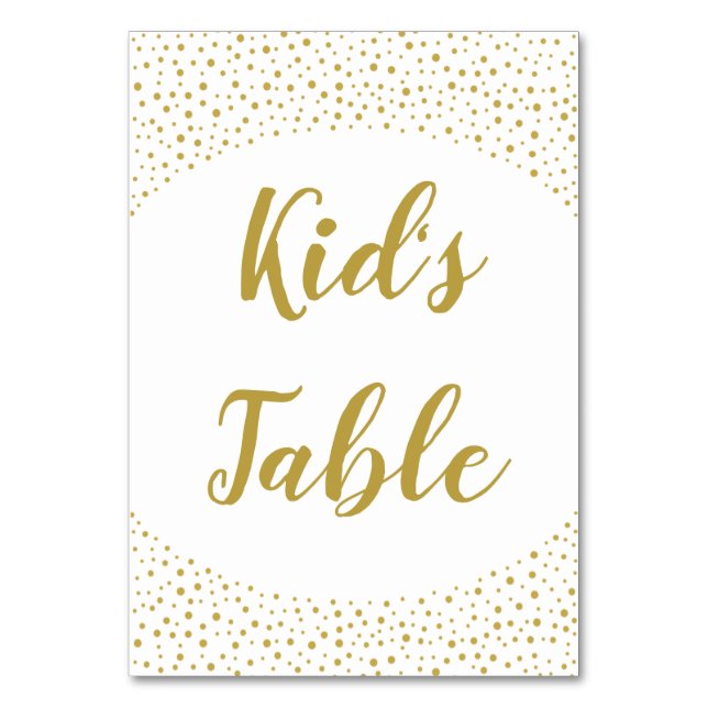 Tarjeta De Mesa Moderno y elegante Boda de Confetti de oro KIds (Anverso)